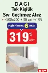 DAGİ TEK KİŞİLİK SIVI GEÇİRMEZ ALEZ 100X200